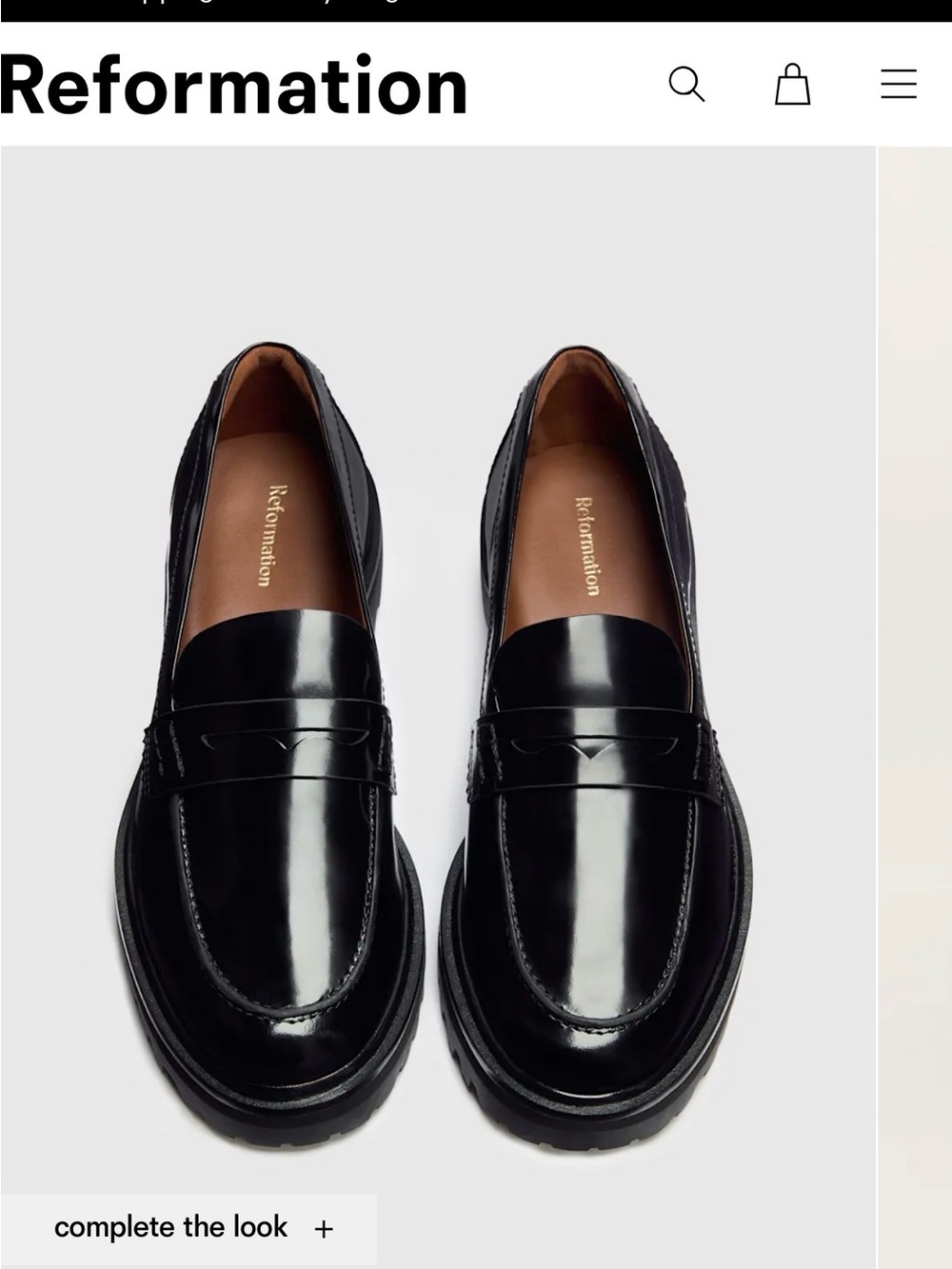 Reformation Black Patent Leather Loafers